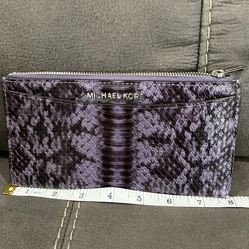 Michael Kors Violet Snakeskin Slim Wallet - Picture 2 of 7